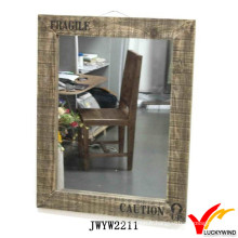 Gros miroir mural rectangulaire enroulé en bois